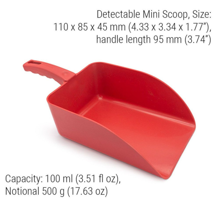 Szufelka kwadratowa wykrywalna Detectamet (Square Scoop) Mini (100 ml / 500 g) — czerwony