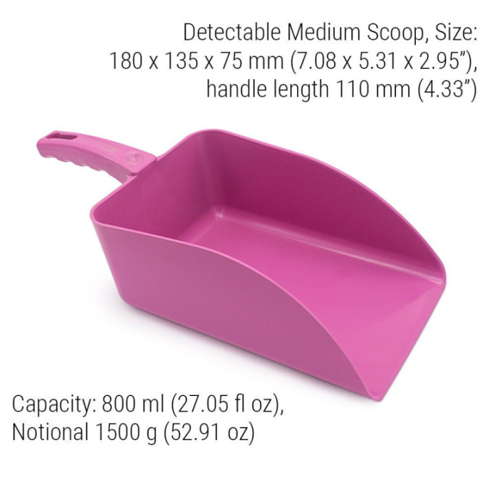 Szufelka kwadratowa wykrywalna Detectamet (Square Scoop) Średnia (Medium) (800 ml / 1500 g) — różowy