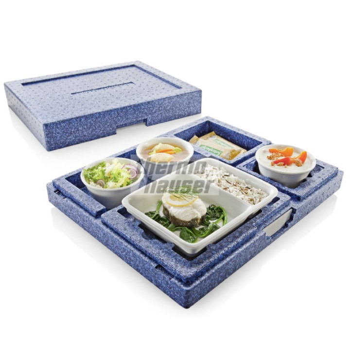 Pojemnik EPP "Dinner Champion" do cateringu -1 taca porcelanowa 4 miseczki