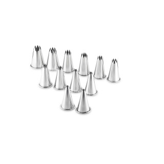 Zestaw tylek gwiazdkowych 12 szt. wysokość 50 mm Ø4-15 mm stal nierdzewna