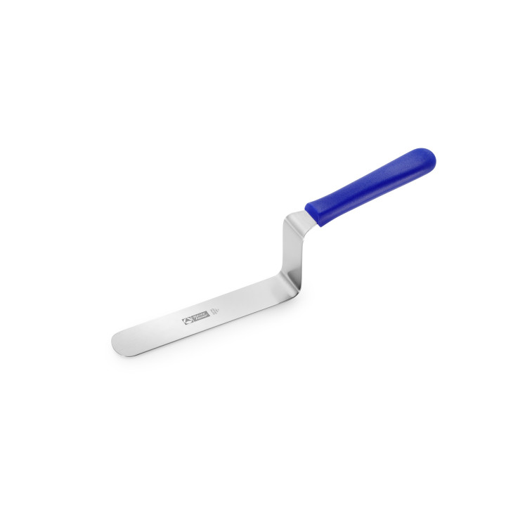 Szpatułka do obręczy tortowych tępa kątowa długość 17 cm trzonek z tworzywa tworzywo stal nierdzewna