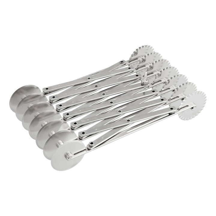 Krajacz do ciasta 27,2 cm 7-kółkowy kółka gładkie i faliste stal nierdzewna