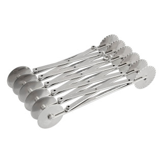 Krajacz do ciasta 27,5 cm 6-kółkowy kółka gładkie i faliste stal nierdzewna