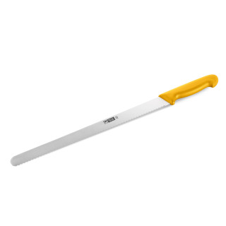 Nóż cukierniczy ostrze faliste długość 36 cm trzonek żółty z tworzywa tworzywo stal nierdzewna