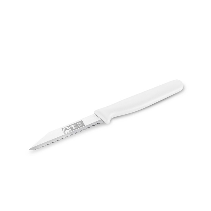 Nożyk z ząbkami 8,5 cm, biały z tworzywa