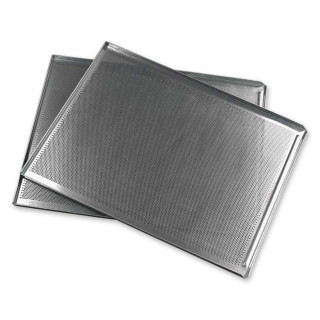 Blacha piekarnicza PERFOROWANA 60x40 cm 3 ranty Aluminium AlMg3 grubość 1,5 mm silikonowana