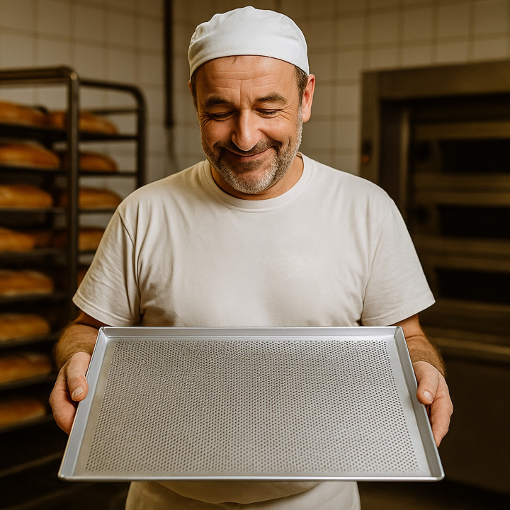 Blacha piekarnicza PERFOROWANA 60x40 cm 4 ranty Aluminium wysokość rantu 10 mm