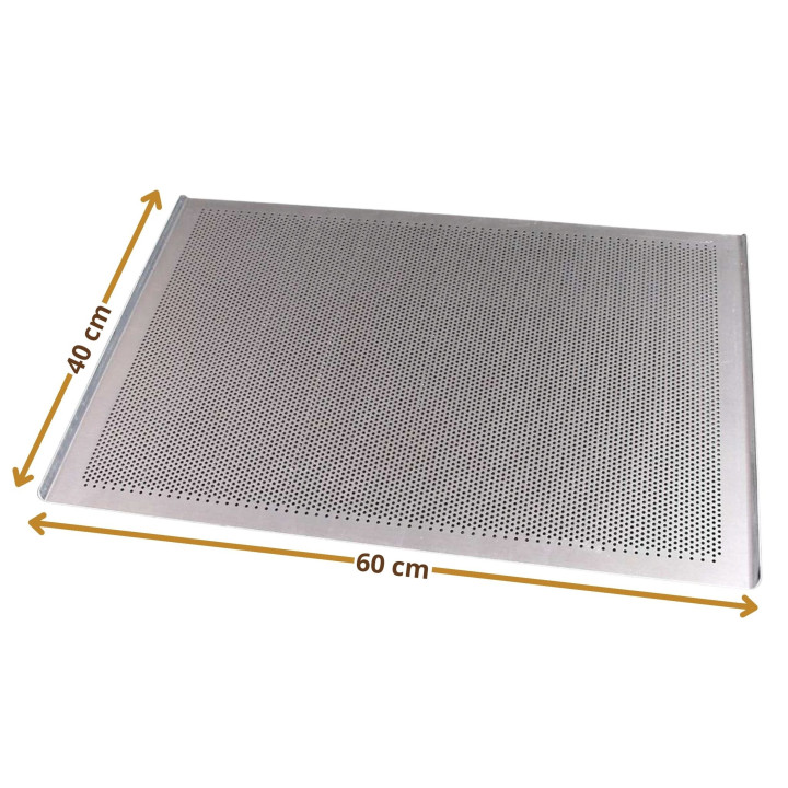 Blacha piekarnicza PERFOROWANA 60x40 cm 2 ranty Aluminium AlMg3 grubość 2 mm