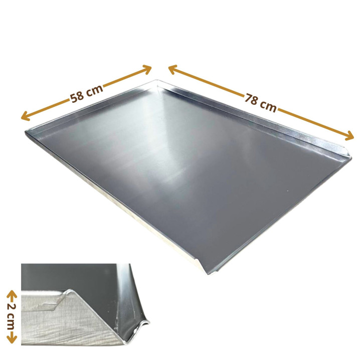 Blacha piekarnicza PEŁNA 78x58 cm 3 ranty Aluminium grubość 1,5 mm