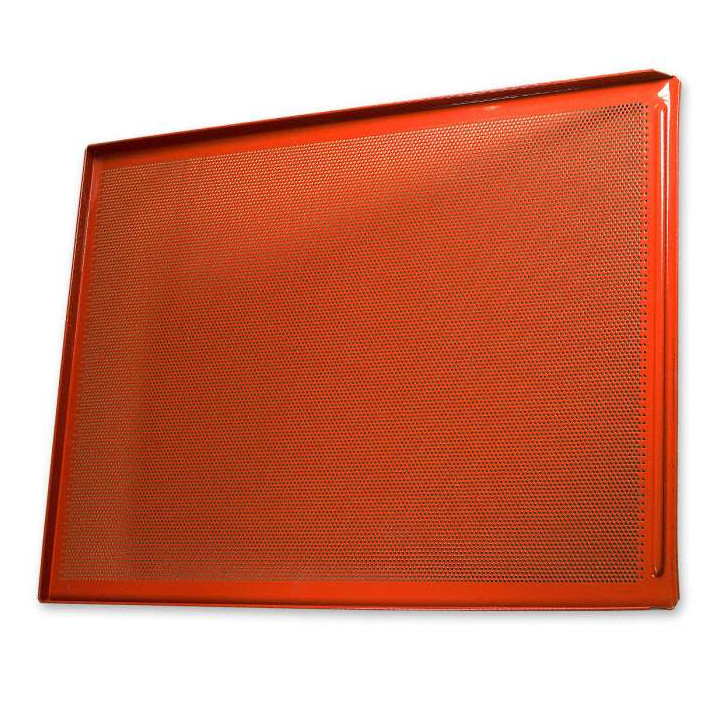 Blacha piekarnicza PERFOROWANA 80x60 cm 3 ranty Aluminium AlMg3 grubość 1,5 mm silikonowana