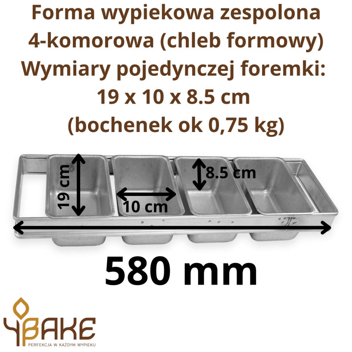 Forma zespolona do pieczenia chleba formowego 4 szt. do 750 g