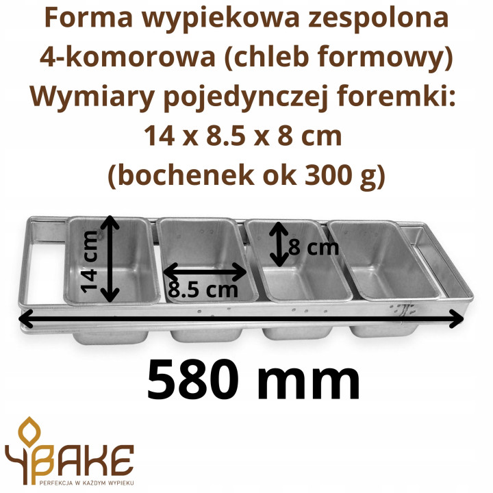 Forma zespolona do pieczenia chleba formowego 4 szt. do 300 g