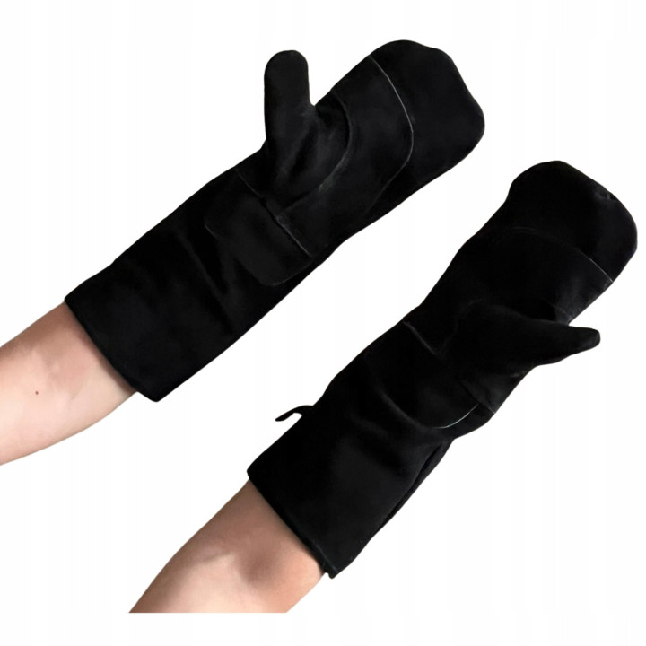 Rękawice piekarskie CZARNE 1-palec długość 44 cm do +250°C Skórzane