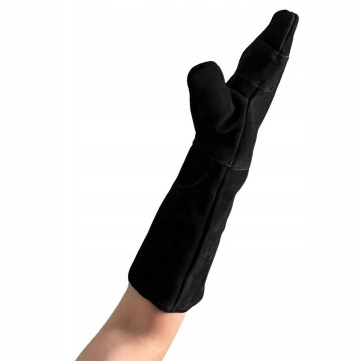 Rękawice piekarskie CZARNE 1-palec długość 44 cm do +250°C Skórzane