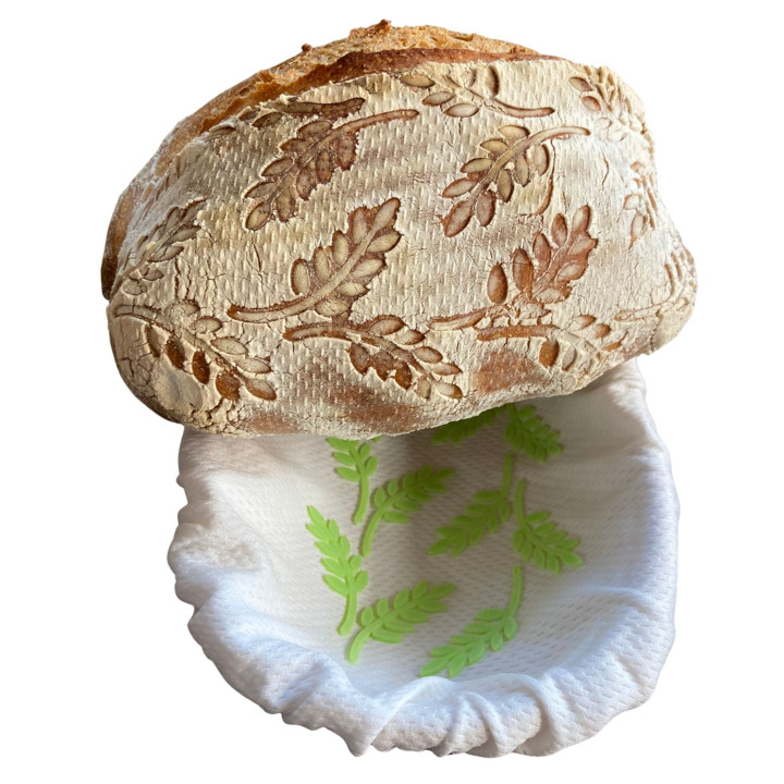 Pokrowiec na koszyk do garowania chleba owalny mini 27.5x12 cm do 0.9 kg (pomarańczowy) Tkanina EVO Special Wzór Kłosków