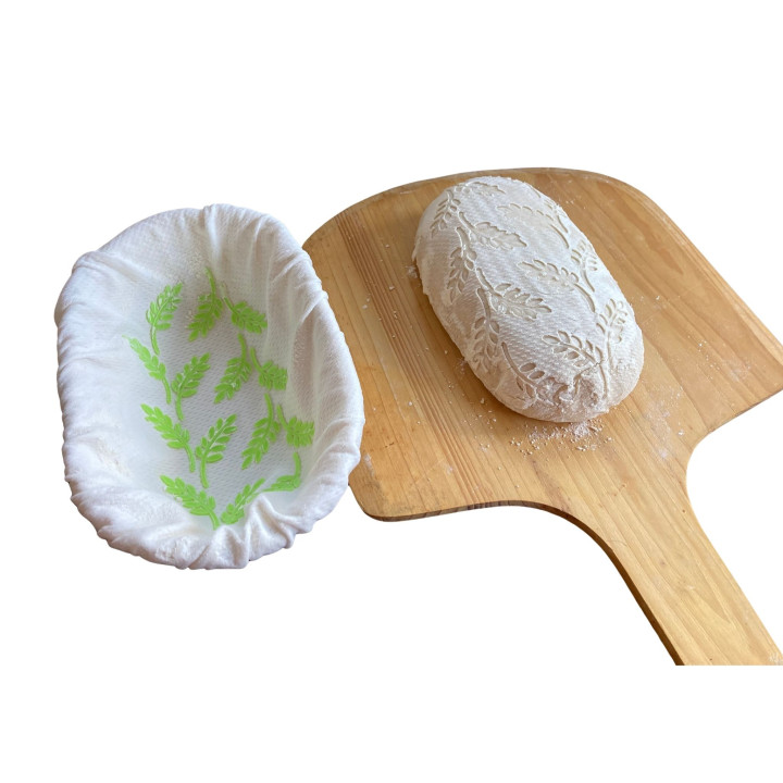 Pokrowiec na koszyk do garowania chleba owalny mini 27.5x12 cm do 0.9 kg (pomarańczowy) Tkanina EVO Special Wzór Kłosków