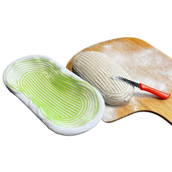 Pokrowiec na koszyk do garowania chleba owalny mini 27.5x12 cm do 0.9 kg (pomarańczowy) Tkanina EVO Special Wzór Wiklinowy