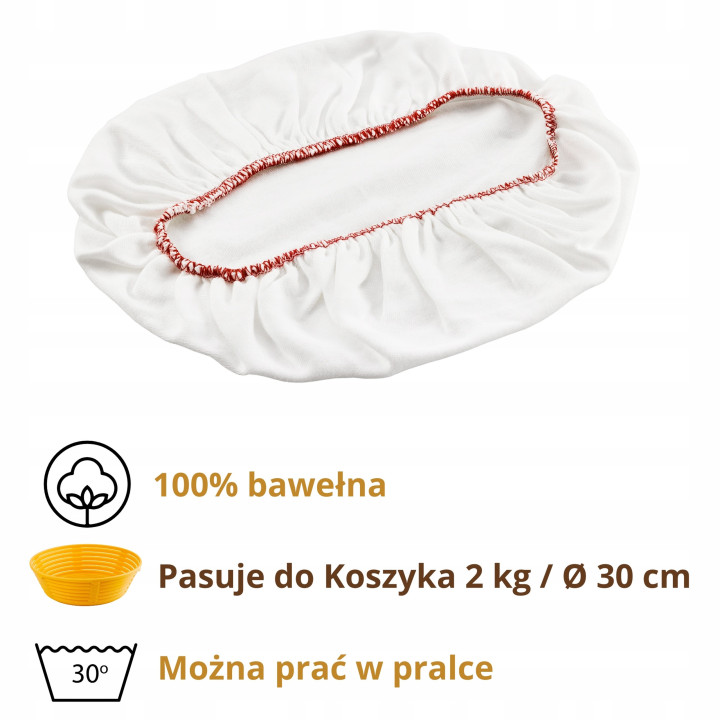 Pokrowiec na koszyk do garowania chleba okrągły do 2 kg Czerwony