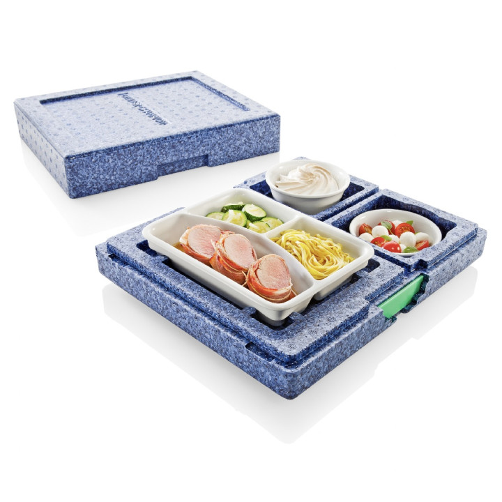 Pojemnik EPP "Dinner Champion" do cateringu -1 taca porcelanowa 2 miseczki