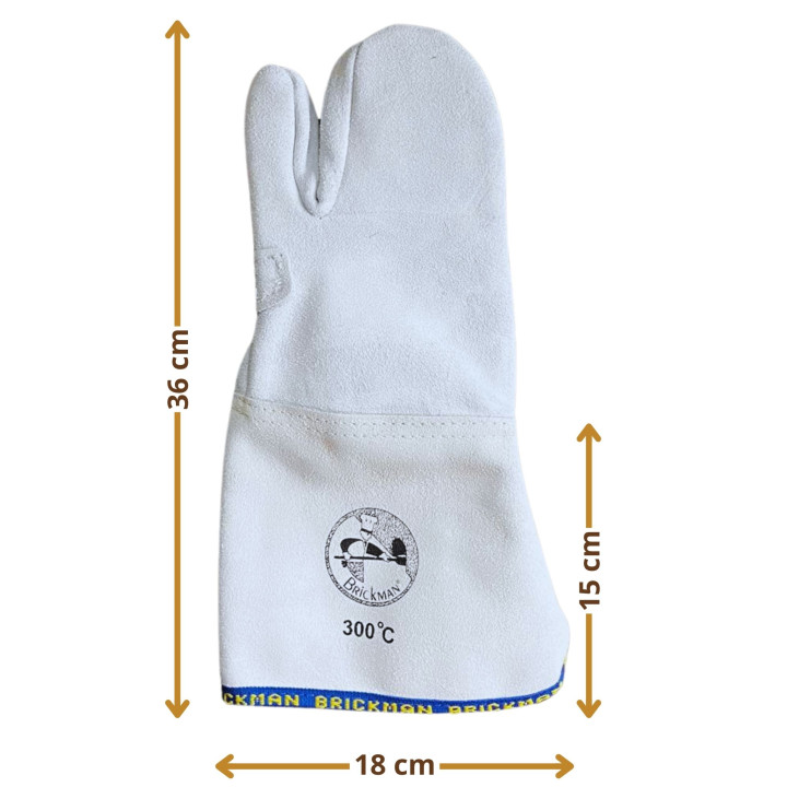 Rękawice piekarskie 3-palce WZMOCNIONE 36 cm do +300°C Skórzane