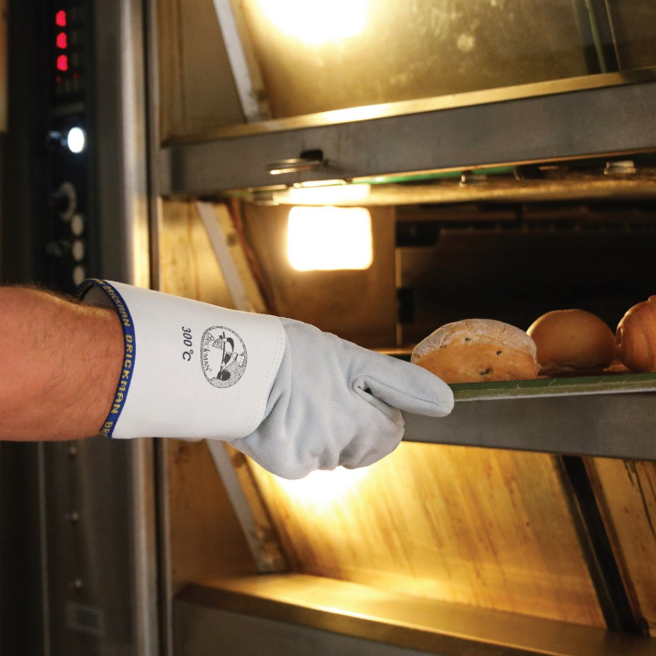 Rękawice piekarskie 3-palce WZMOCNIONE 36 cm do +300°C Skórzane