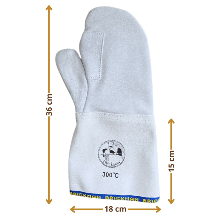 Rękawice piekarskie 1-palec WZMOCNIONE 36 cm do +300°C Skórzane