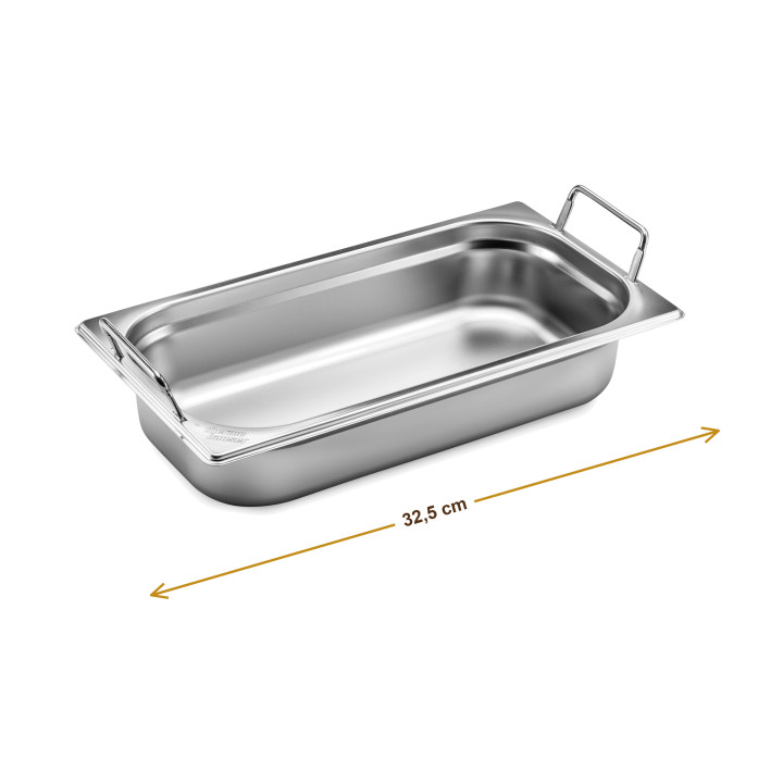 Wymiary produktu — Pojemnik GN 1/3 głębokość 6,5 cm z uchwytami składanymi stal nierdzewna, SKU TH8300010575