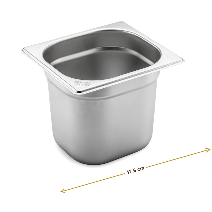 Wymiary produktu — Pojemnik GN 1/6 głębokość 150 mm bez uchwytów, SKU TH8300055311
