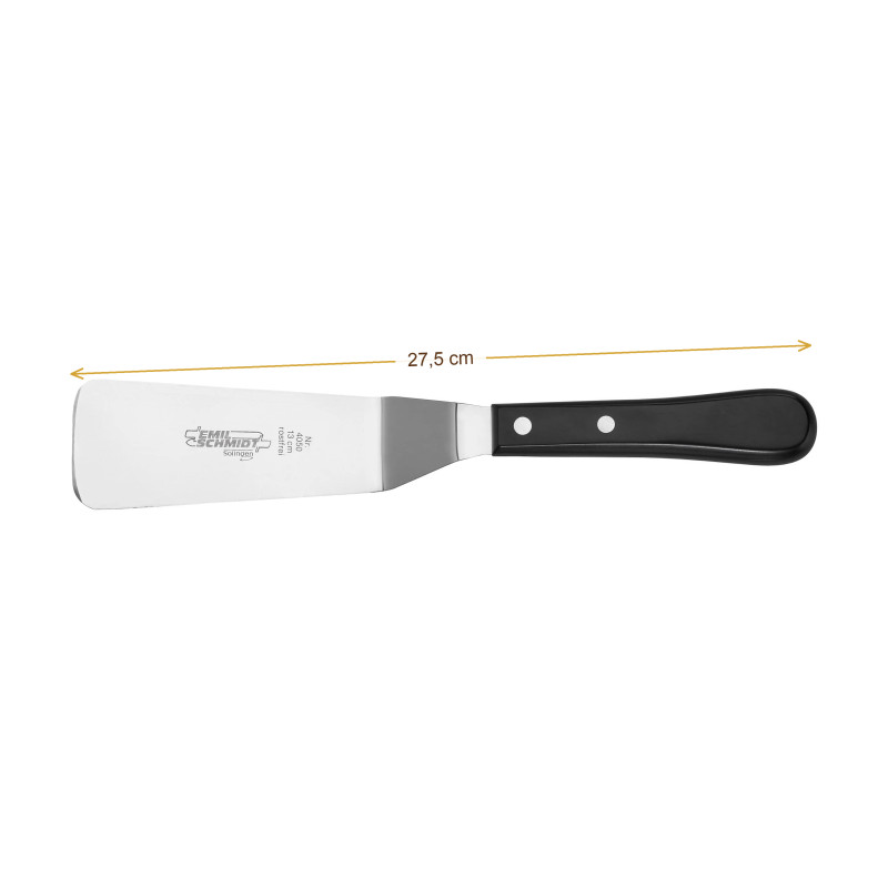 Wymiary produktu — Łopatka cukiernicza PROFI dł. całkowita 27,5 cm trzonek z tworzywa (ABS) stal nierdzewna Emil Schmidt 4050, SKU ES4050
