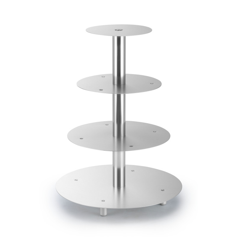 Etażerka do tortów czteropiętrowa okrągła z aluminium. Czter