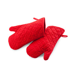 Rękawice piekarnicze czerwone do +250°C 32.0x15,0 cm bawełniane