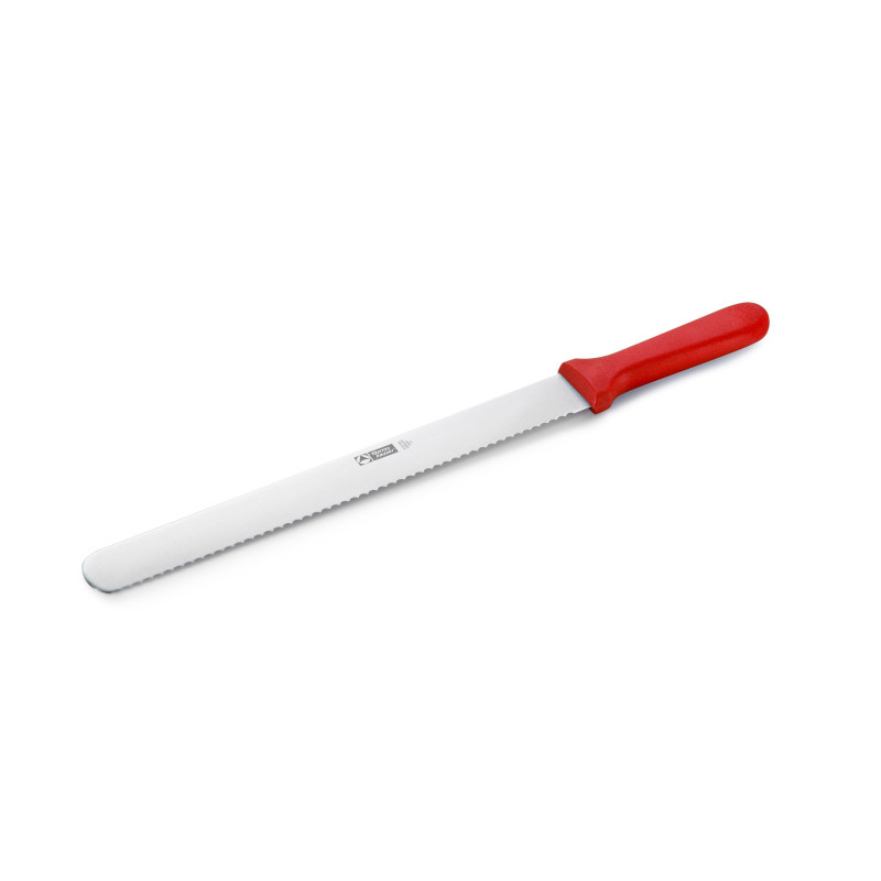 Nóż piekarski faliste ostrze 31 cm czerwony trzonek