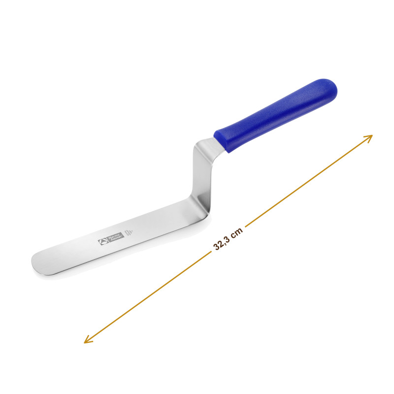 Wymiary produktu — Szpatułka do obręczy tortowych tępa kątowa długość 17 cm trzonek z tworzywa tworzywo stal nierdzewna, SKU TH5000266867
