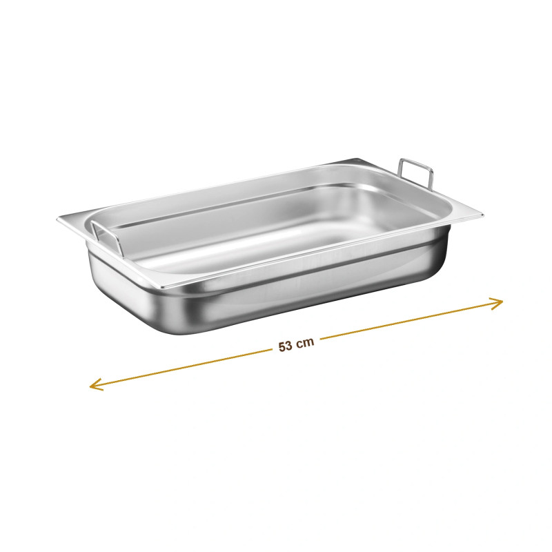 Wymiary produktu — Pojemnik GN 1/1 głębokość 6,5 cm z uchwytami składanymi stal nierdzewna, SKU TH8300010537