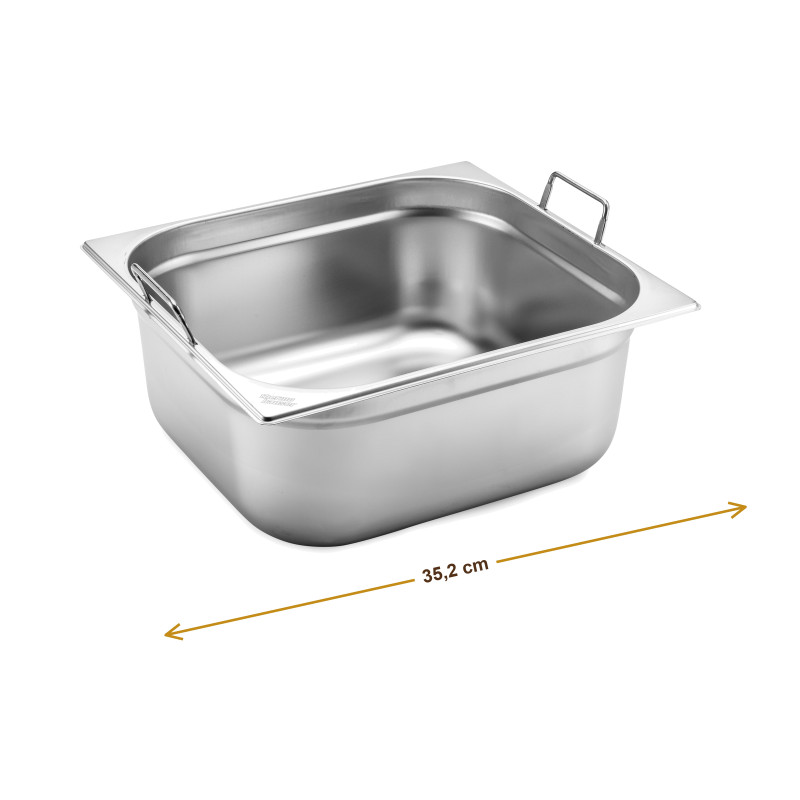 Wymiary produktu — Pojemnik GN 2/3 głębokość 15,0 cm z uchwytami składanymi stal nierdzewna, SKU TH8300010540