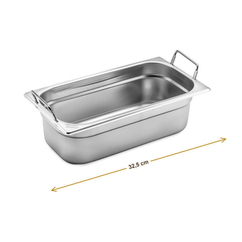 Wymiary produktu — Pojemnik GN 1/3 głębokość 10,0 cm z uchwytami składanymi stal nierdzewna, SKU TH8300010574